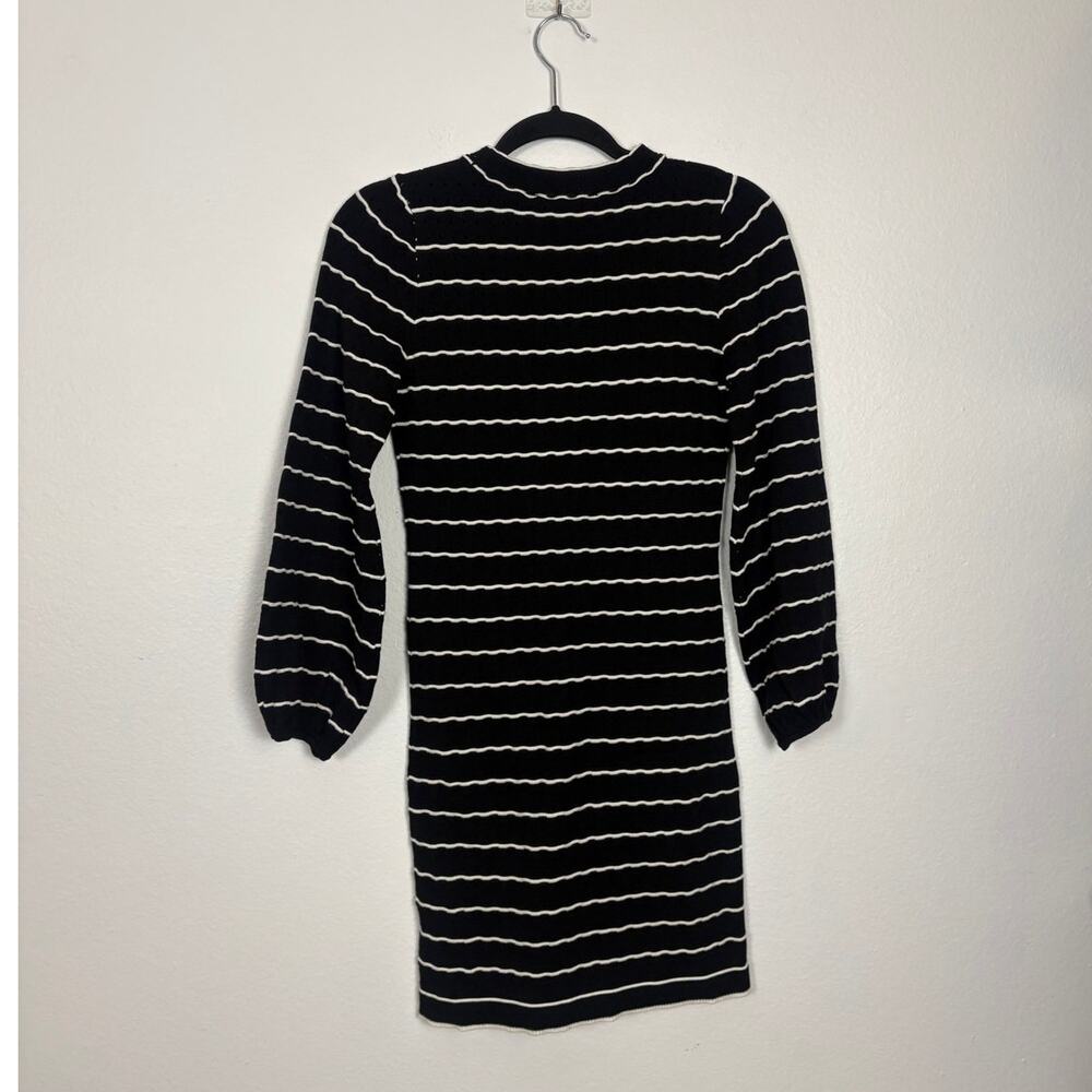 Kittenish Swiss Dot Balloon Sleeve Squiggle Knit Long Sleeve Dress XS